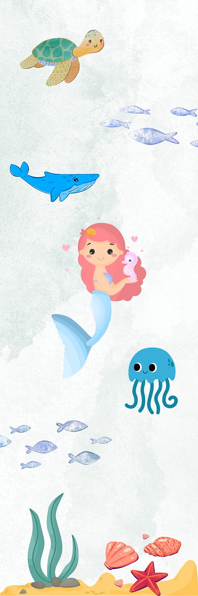 Sea Friends Bookmark Illustration bookmark books design illustration mermaid