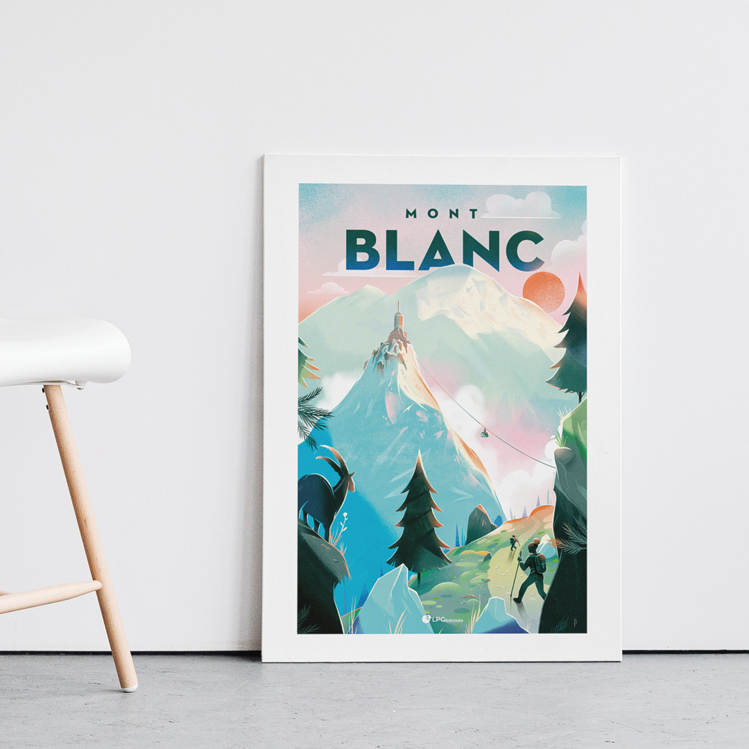 Mont Blanc. art direction drawing forest france graphic design illustration mountain nature poster trek vintage