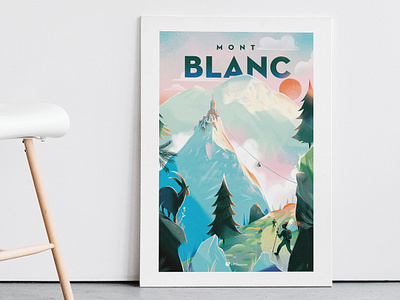 Mont Blanc. art direction drawing forest france graphic design illustration mountain nature poster trek vintage