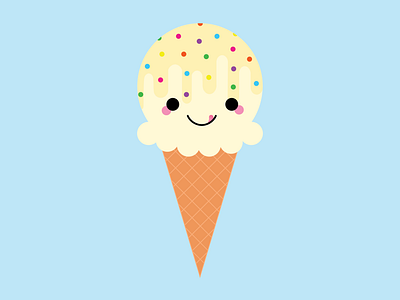 Vanilla Ice Cream Cone adobe illustrator adorable adorable food bright character design cheerful chibi cute cute food happy food ice cream illustration kawaii kawaii dessert kawaii food rainbow sprinkles vanilla vanilla ice cream vector white ice cream