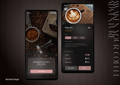Coffee app - Product page android animation app branding coffee design graphic design illustration interface iphone logo mobile typography ui ux vector