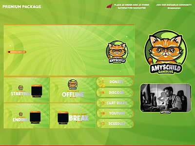 cute cat theme full twitch package animation branding design graphic design illustration logo motion graphics streaming twitch twitch overlay ui vector