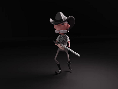 #153 Cowboy / Blender 3D, Character Design 3d black blender character cowboy cycles hunter rifle walking weapon west
