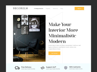 Interior Design Company Website Design:Landing Page/Home Page UI design home page interior design website landing page landing page design ui ux web design