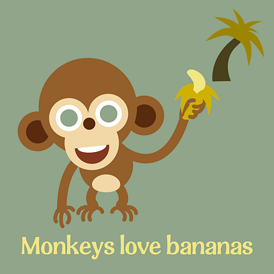 Monkeys like bananas affinity designer banana book branding childrens book fun graphic design illustration kids monkey vector