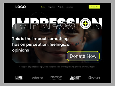 Impression - Charity Landing page charity children community crownfunding dark donate donation donation page fundraiser fundraising help helping landing page nonprofit poor social support ui ui design website