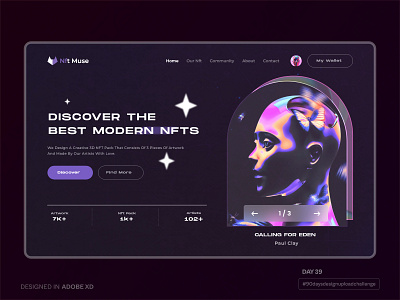 NFT Landing Page adobe xd blockchain creative process. creativeprocess design designupload digitalart figma graphic design landingpage motion graphics nft ui uiuxdesign userexperience webdesign