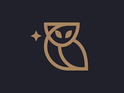 Owl Logo abstract bird flat geometric logo logotype luxury mark mask minimalistic modern mono line monoline night owl star stroke symbol vector