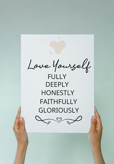 Love yourself, positive wall art quote affirmation quote digital product illustration interior deco positive quote printable wall art