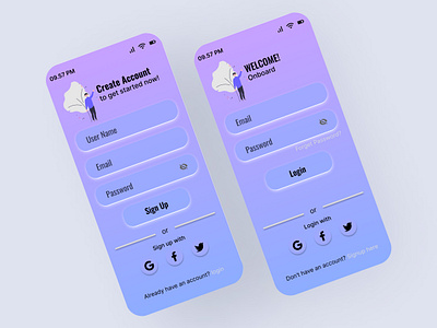 Introducing Login, and Sign-Up Screens! app branding design graphic design illustration login logo mobile app mobile ui sign in sign up ui ux