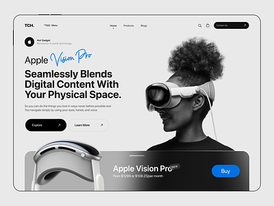 Apple Vision Pro - Landing Page 3d app apple applevisionpro clean design graphic design headset landing landinpage minimal new pro ui ux vision vr web webdesign website