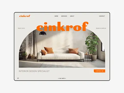 Interior design studio website concept architecture design figma hero interface interiordesign minimal orange ui website