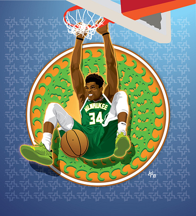 Giannis athlete basketball bucks illustraiton vector