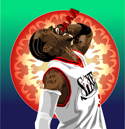 Iverson "The G.O.A.T." athlete basketball color design illustraiton vector