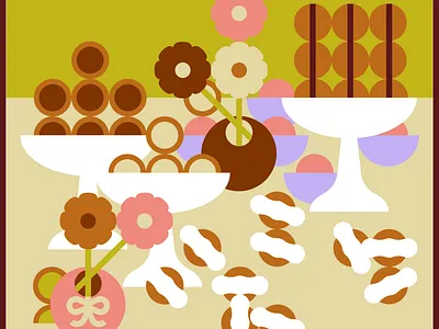 dessert table bake candy dessert flower ice cream illustration still life sweet