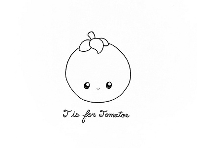 Day 110-365 T is for Tomato 365project cute handlettering illustration ink kawaii tomato