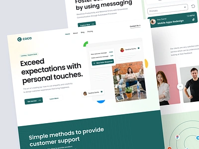 Coca - Support Desk Landing Page agency company corporate customer green kit landing page profile saas service startup support template ui website