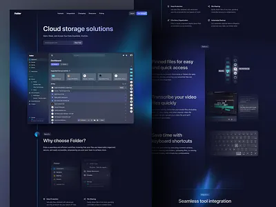 SaaS Cloud Storage Homepage Website components dark design web design websites glass homepage landing page layout live webpage marketing saas storage startup ui designs ux designs web design web ui website widget