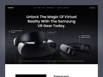 Samsung VR Website - Pricing & Shipping Page ar clean dark theme futuristic innovation landing page metaverse minimalist pricing product design product landing page samsung shipping tech ui virtual reality vr vr website web design website