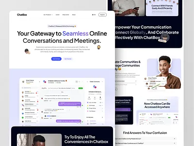 ChatBox ~ Meeting Rooms & Messages Website 💬 chat chat ui chatting communication connection conversation group home homepage landingpage message motion graphics site web design web page webdesign website
