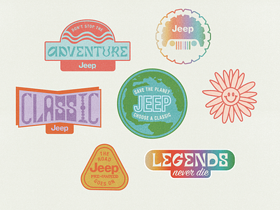 Jeep "Keep Adventuring" Campaign automotive badges cars concept environmental jeep lettering logos stickers typography