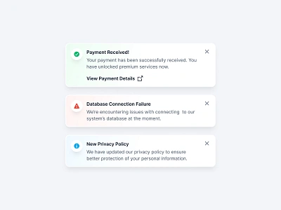 Notifications alert banner component dashboard design system error info interface notification success ui ui design ux ux design web web app web design