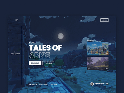 Tales of Arise Game Website UI Design figma game landing page morden ui website