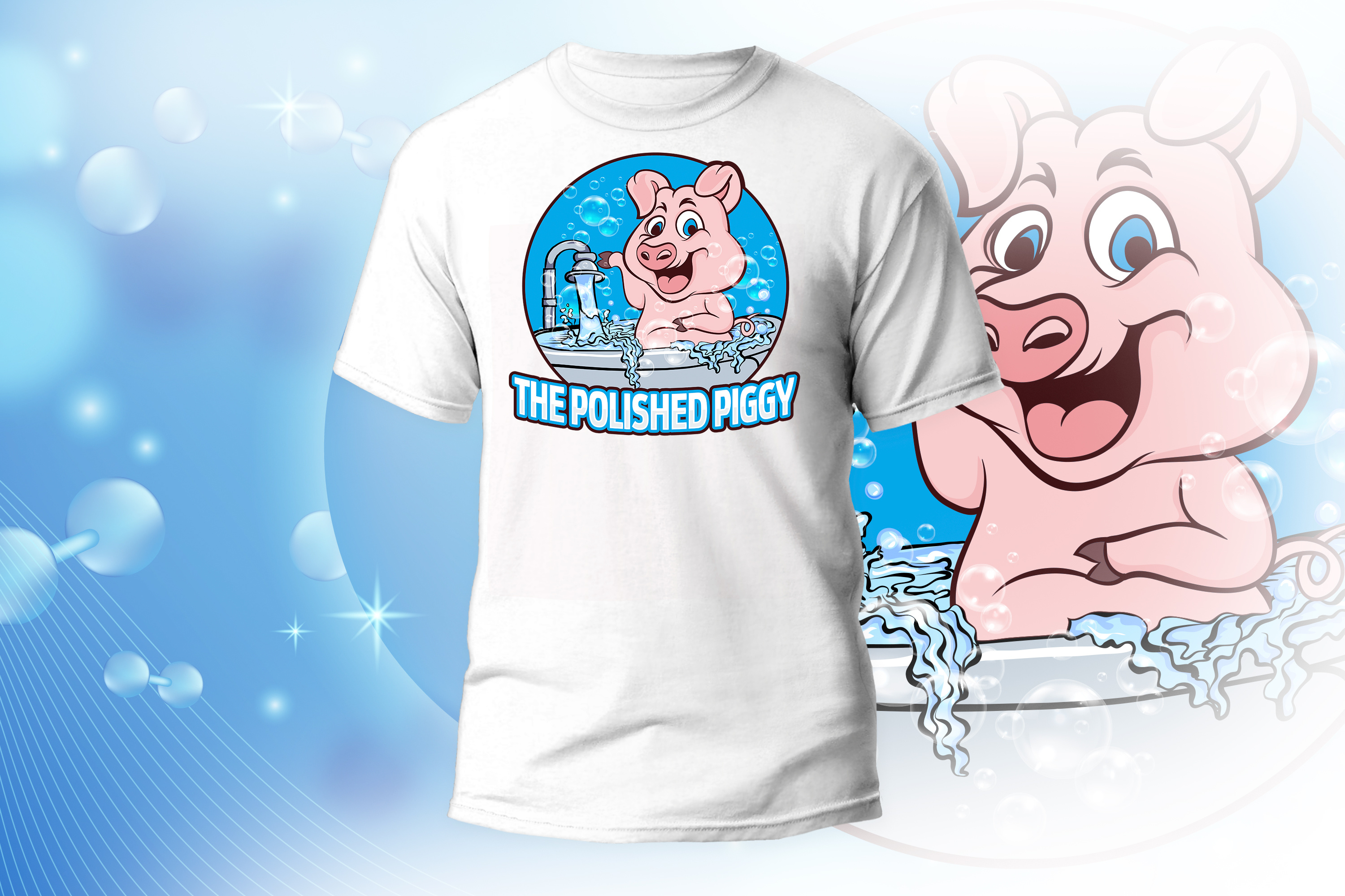The Polished Piggy Brand logo branding character driven logos cline brand logo custom logo graphic design illustration logo piggy t shirt the polished piggy brand logo