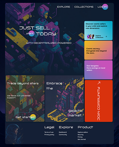 Just sell . blockchain design illustration intergalactic space ui ux web3 webdesign