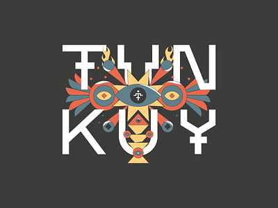 Tunkuy fire black blue dance design eye fire icon illustration lettering lettert logo magic music poster totem type vector