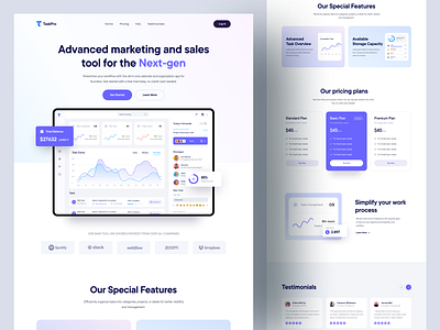 SaaS Landing Page design analytics b2b crm crm startup fintech management marketing site marketing website project management saas saas app saas design saas landing page saas marketing saas tool saas web saas website task task management task management app