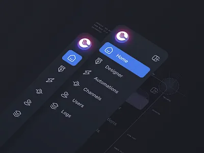 Courier Menu Dark Mode collapsed dark expanded flat interface menu navigation ui web webapp
