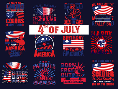 4th of July T-shirt designs bundle branding design freedom graphic design illustration mordan t shirt design shirt design typography