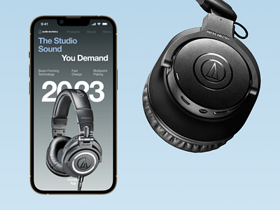 Headphones UI E-Shop airpods app appdesign appui audiotechnica branding dailyui100 ecommerce eshop grid headphones poster swiss swissgrid ui uxui