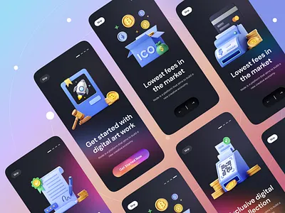 Blockchain App UI Exploration/Nft 3d app app design block chain blockchain creative dark version ios mobile app nft nft app design nft design nftapp onboarding splash screen ui uiux ux
