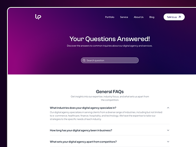 FAQs Page Design Exploration agency answer design desktop digital agency faq faqs gradient mobile qna question ui uiux upscalix ux website