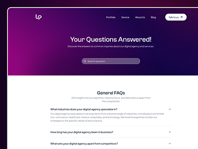 FAQs Page Design Exploration agency answer design desktop digital agency faq faqs gradient mobile qna question ui uiux upscalix ux website