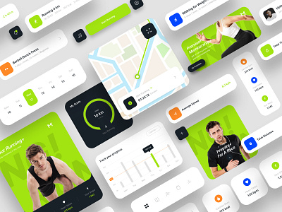 Sports Tracking Elements app apps design graphic graphic design interface mobile run running sports tracker ui uiux user interface