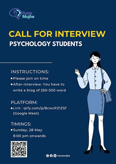 Poster for Call for Interviews animation blue branding canva graphic design logo motion graphics poster ui yellow