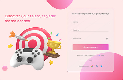 #DailyUI#001 Signup page app branding create account login mobile signup pink theme signup social media ui user interface website signup