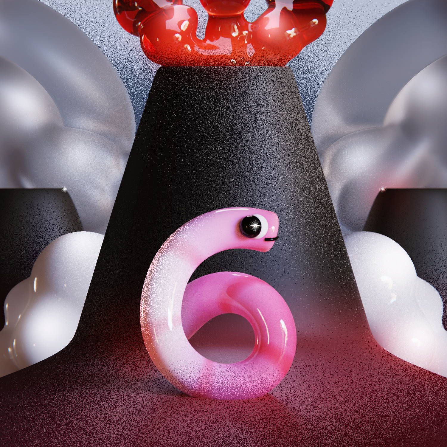 Number 6 36daysoftype 3d 3d art 6 blender branding clouds design fire grain hell illustration lava number render volcano