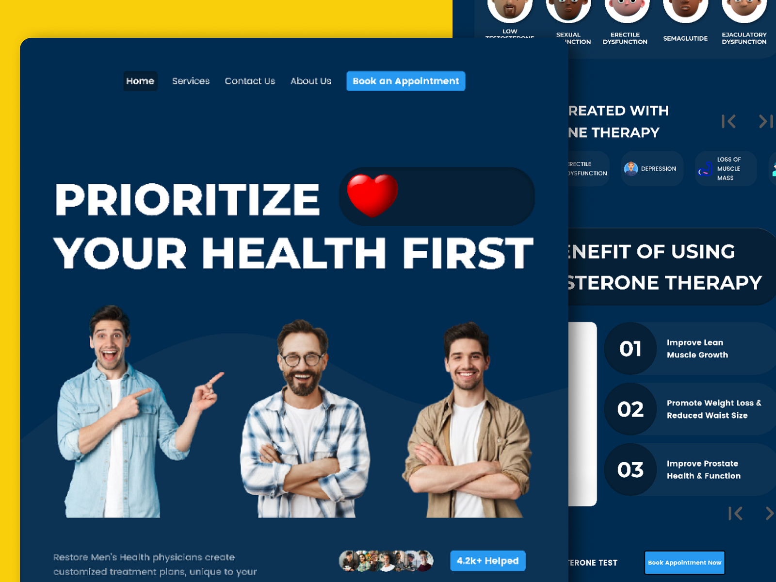 Men's Health Clinic Landing Page by Design_Town on Dribbble