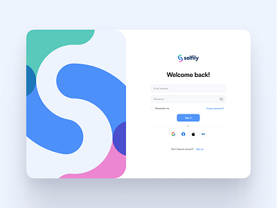 Selfily | Login Page app blue clean collabify get started health log in login medical minimal onboarding register saas sign in signin signup ui ux web welcome