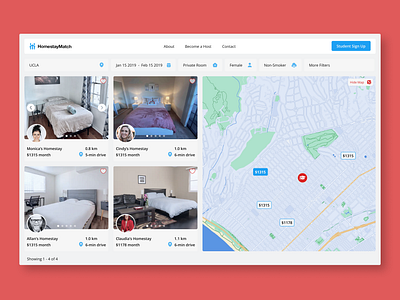 Student Accommodation Platform accommodation map search results