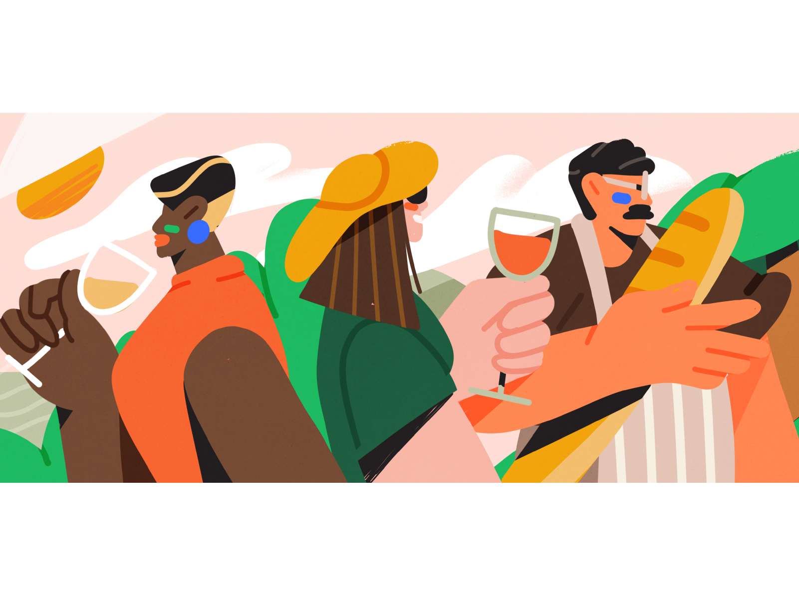 A postcard from France france illustration people texture travel wine