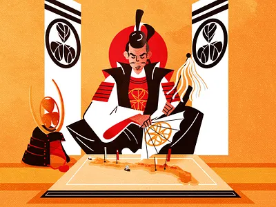 Shogun character design history illustration illustrator japan minimalist shogun texture vector