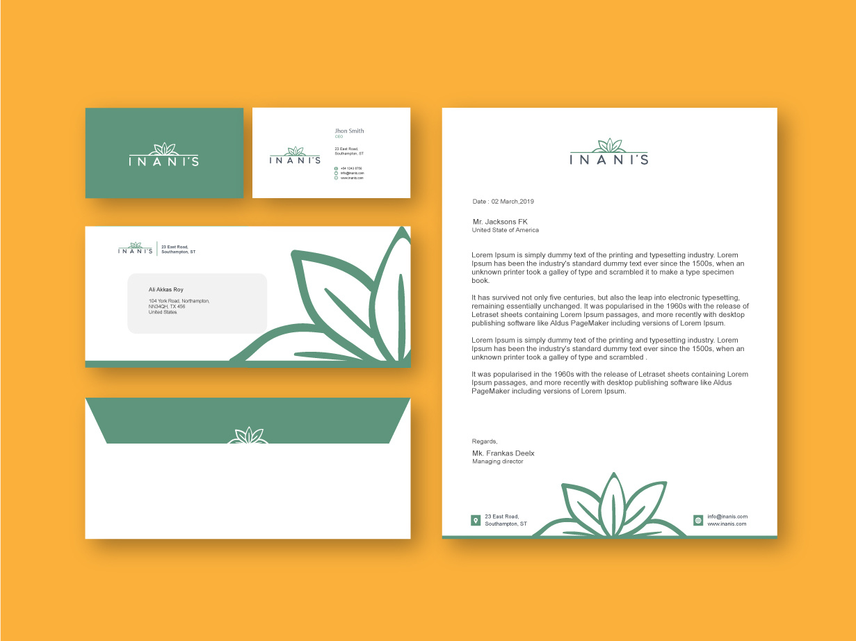Inanis Stationery Items Design. by NUR (UX, UI, Brand & More) on Dribbble