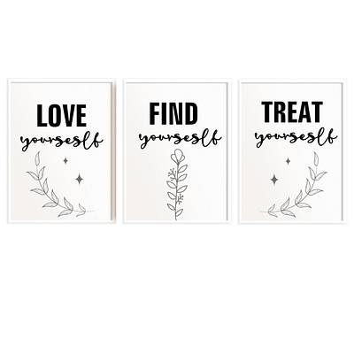 Love,Find,Treat yourself, wall art affirmative quote affirmation quote digital product illustration interior deco positive quote printable wall art