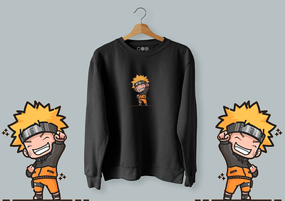 Naruto Illustration Black Tee Design anime art design graphic illustration mockup naruto tshirt