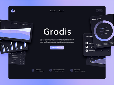 Landing Page - Gradis app dailyui dark theme dashboard figma landing page ui uiux web design